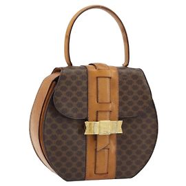 Céline Borsa a mano in tela Macadam CELINE in pelle PVC marrone oro Auth mr2139A Marrone D'oro