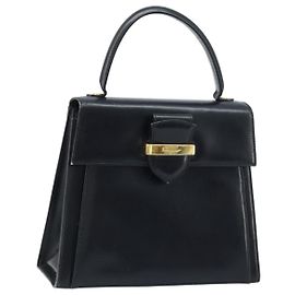 Borsa a mano Salvatore Ferragamo in pelle nera e oro Auth 173690 Nero D'oro