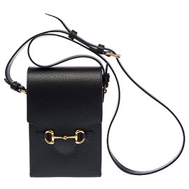 Borsa GUCCI Horsebit 1955 Verticale in Pelle Nera - 103384 Nero