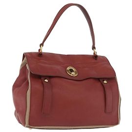 SAINT LAURENT Muse Sac à Main en Cuir Rouge Or Auth BSZ046 Rouge Doré