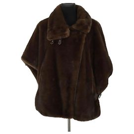 Pinko Brown faux fur cape Brown