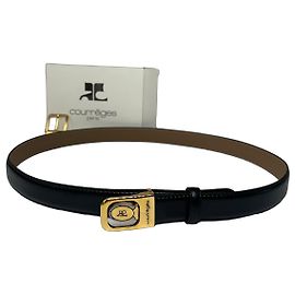 Vintage Courreges Leather Belt Set Black
