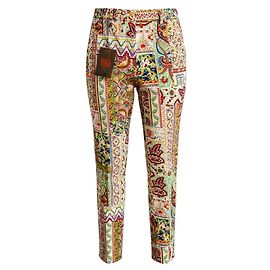 Pantalones de algodón impresos en paisley multicolor blanco Etro Multicolor