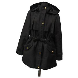 Parka in misto cotone nero Lauren Ralph Lauren con accessori dorati Nero