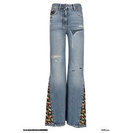 Jeans de algodón azul para mujer Valentino con bordado floral Azul Multicolor
