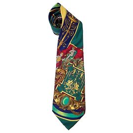 Corbata barroca de Versace con querubines vintage de los 90, corbata de seda vintage Gianni Versace Verde