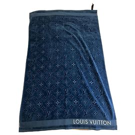 Serviette de plage Louis Vuitton Monogramme Bleue Coton Bleu