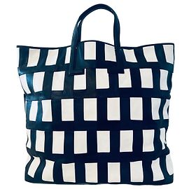 Autre Marque Lacoste Desfile Bolsa Tote de Couro Preto e Branco Preto Branco