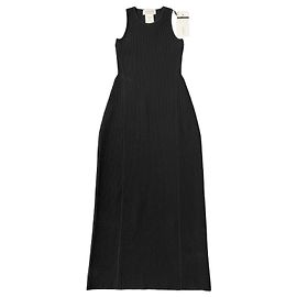 Sportmax Langes schwarzes Rippstrickkleid Schwarz