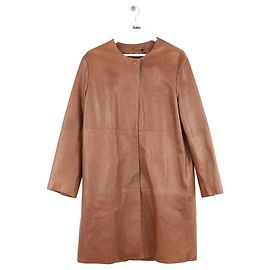 Abrigo de cuero marrón Max Mara XL Castaño