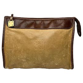 Clutch Anagram em camurça de couro camel Loewe vintage Marrom