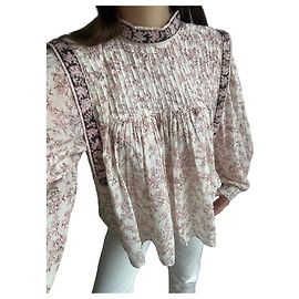 Isabel Marant Etoile Baumwollbluse mit Blumenmuster Rosa Weiß Pink Weiß