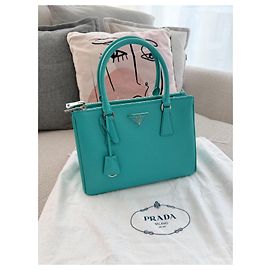 Bolsa Prada Galleria de couro turquesa Turquesa
