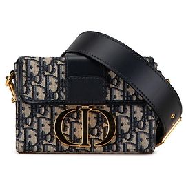 Borsa a Spalla in Jacquard di Pelle Obliqua Dior 30 Montaigne Blu Altro