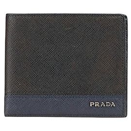 Prada Saffiano Leder Geldbörse Schwarz Marineblau