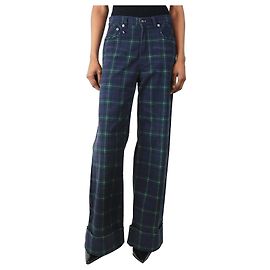R13 Blue tartan baggy jeans - size UK 6 Blue