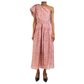 Ulla Johnson Vestido midi roxo estampado com um ombro - tamanho UK 6 Outro