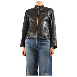 Dolce & Gabbana Schwarze Leder-Bikerjacke - Größe UK 12 Schwarz