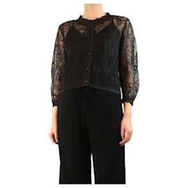 Simone Rocha Schwarze transparente Spitzenstrickjacke - Größe L Schwarz