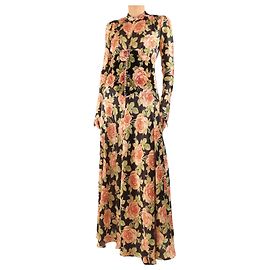 Paco Rabanne Braunes Blumen-Maxikleid - Größe UK 10 Braun