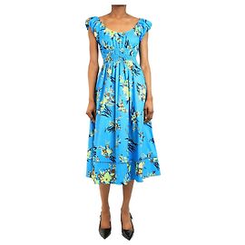 Tory Burch Vestido midi estampado floral azul - talla UK 6 Azul