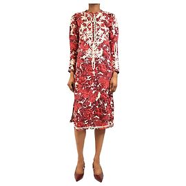 Paul Smith Bordeaux-seidenbesticktes Midikleid - Größe UK 6 Bordeaux