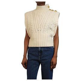 Veronica Beard Cream cable-knit jumper vest - size S Cream