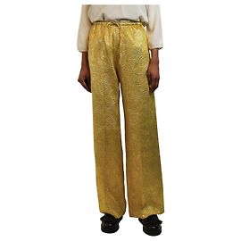 Dries Van Noten Gold Lurex-Jacquard-Hose - Größe UK 6 Golden