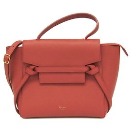Céline Celine Belt Bag Nano Women's Leather Handbag,Shoulder Bag Red Brown Red