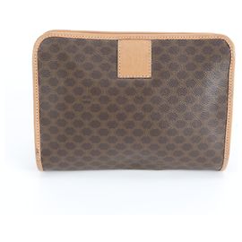Céline Celine Macadam Leather Clutch Bag, Brown, Men's Brown