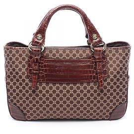Céline Celine Canvas Brown Handbags Brown