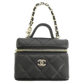 Portachiavi in pelle nera Chanel Nero