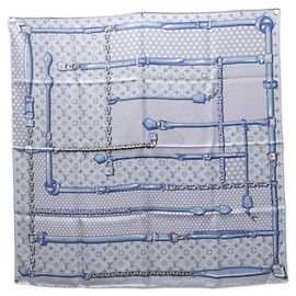 Bufandas de seda azul Louis Vuitton Azul