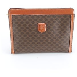Céline Celine Macadam Leder Clutch Tasche, Braun, Herren Braun