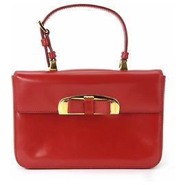 Bolsa de mão Prada em couro de bezerro ROSSO vermelha com fita para mulheres PRADA Vermelho