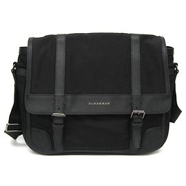 Borsa a spalla in pelle e nylon per uomini e donne Burberry nera Nero