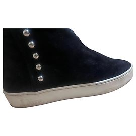 Dior Black Suede Studded Boots Black