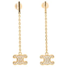 Céline Brincos pendentes de strass Celine Trion Dourado