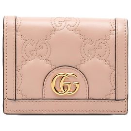 Gucci Pink GG Matelasse Leather Card Case Wallet Pink