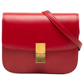 Céline Celine Rot Medium Kalbsleder Klassische Box Rot