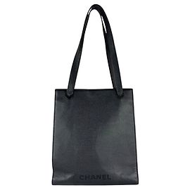 Chanel Leather Shoulder Tote Bag Black