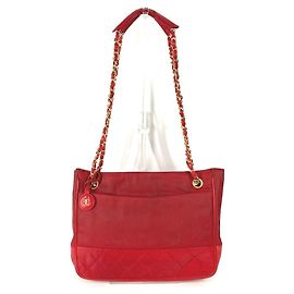 Vintage Chanel CC Coco Mark Logo Bag Red