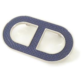 Chaine d'Ancre Brosche von Hermès Silber Blau Marineblau