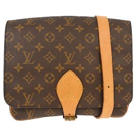 Sac à main Cartouchière Louis Vuitton en toile Monogram GM Marron