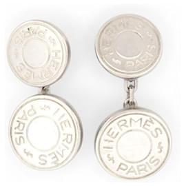 Hermès VINTAGE HERMES SADDLE NAILS SOLID SILVER 925 CUFFLINKS Silvery