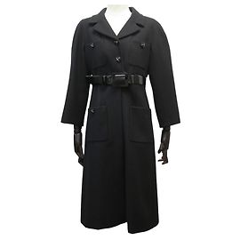 CHANEL COAT P32031V19402 M38 LONG BLACK WOOL WITH BELT Black