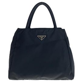 Prada Nylon Tessuto Logo Tote Bag Black