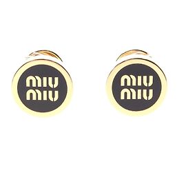 Boucles d'oreilles en émail plaqué or Miu Miu Doré Métallisé
