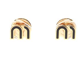 Boucles d'oreilles en émail plaqué or Miu Miu Doré Métallisé