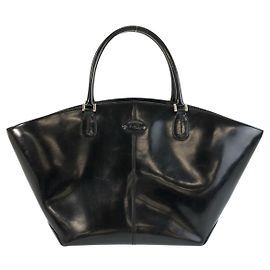 Borsa tote in smalto nero, rosso e argento di Tod's Nero